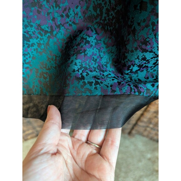 Ivy And Blu Maggy Boutique Silk Brocade Fit & Flare Dress Sheer Panels Wedding - Picture 5 of 9